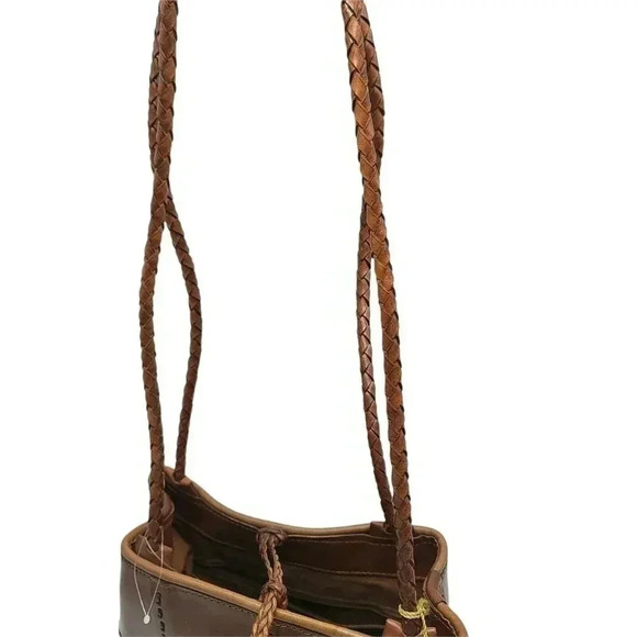 Ellepi Patchwork Bag Brown Leather Retro Purse Classic Shoulder Bag Braided NEW - Picture 4 of 7